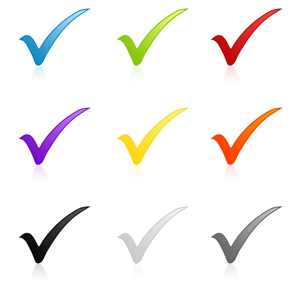 Conjunto de marcas de verificação coloridas — Fotografia de Stock