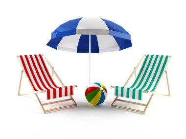 Beach chairs and umbrella clipart