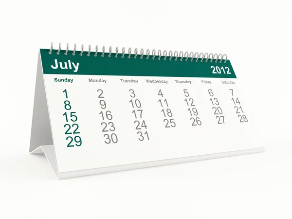 July 2012 calendar — Stock Photo, Image