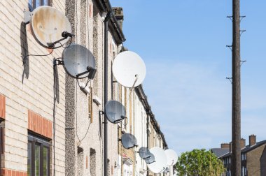 Row of satellite dishes clipart