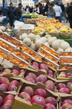 Fruit stall in Bricklane market. London, October 17, 2010 clipart