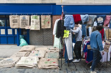 Clothing stall in Bricklane market. London, October 17, 2010