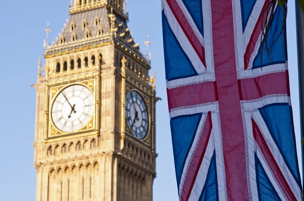 Big Ben con Union Flag — Foto Stock