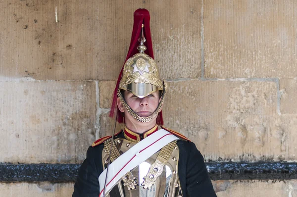 LONDON, UK - APRIL 02: Portrait of Royal Horse Guards in typical — Stock Photo, Image