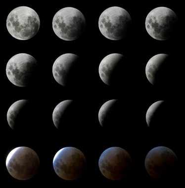 16 Phases of a Moon Eclipse clipart