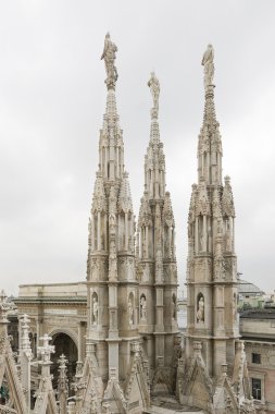 Gothic spires of Duomo cathedral at Milan, Italy