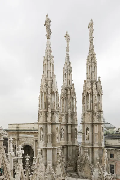 stock image Gothic spires of Duomo cathedral at Milan, Italy