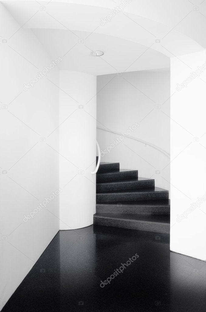 Spiral staircase indoor in black and white