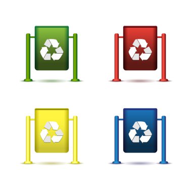 Wastebasket icon set clipart