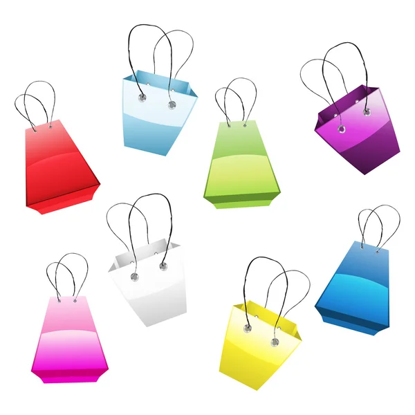 Conjunto de coloridas bolsas de compras — Vector de stock
