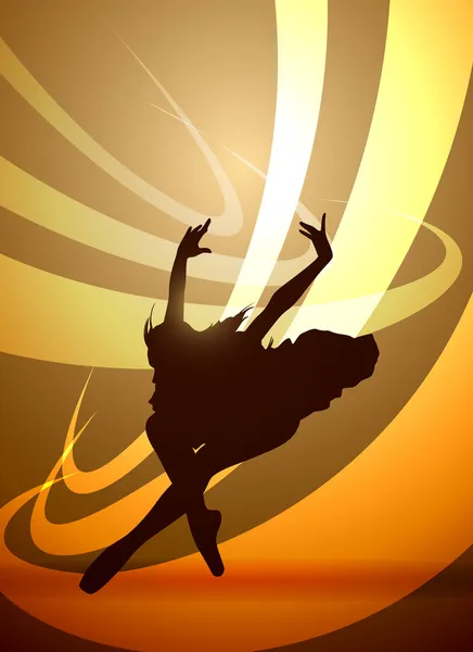 Silueta de una chica gimnasta bailando, vector — Archivo Imágenes Vectoriales