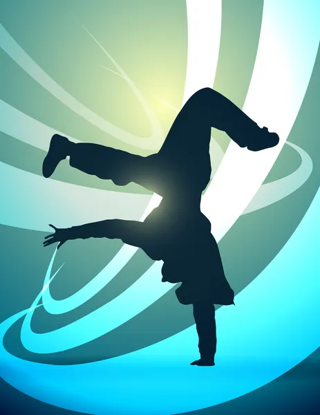 Siluet breakdance, vektör — Stok Vektör