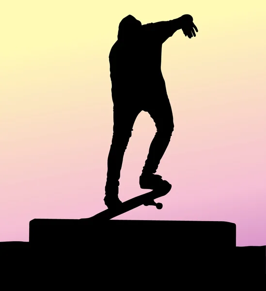 Black silhouettes of skateboarder — Stock Vector