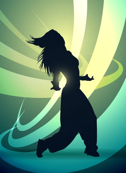 Silhouette d'une fille danseuse — Image vectorielle