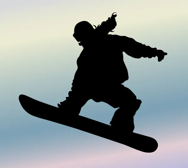 Snowboarden silhouet — Stockvector