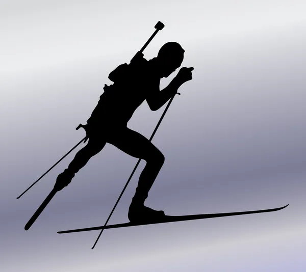 Biathlonsportlersilhouette — Stockvektor
