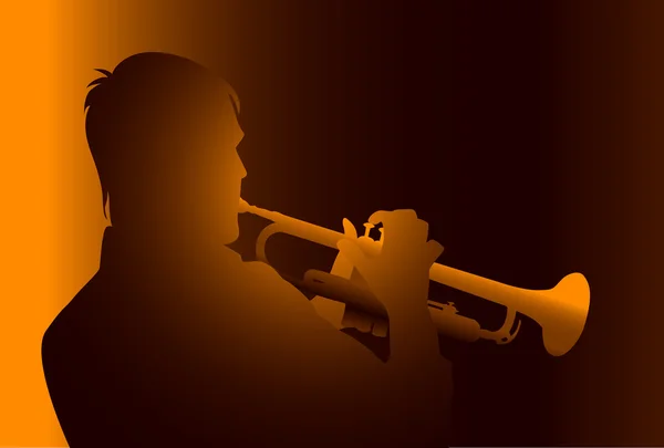 Silhouette trumpetare — Stock vektor