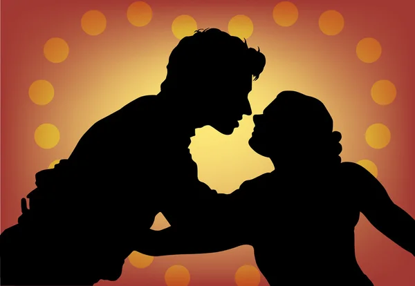 Silhouette of a young couple — Stock Vector