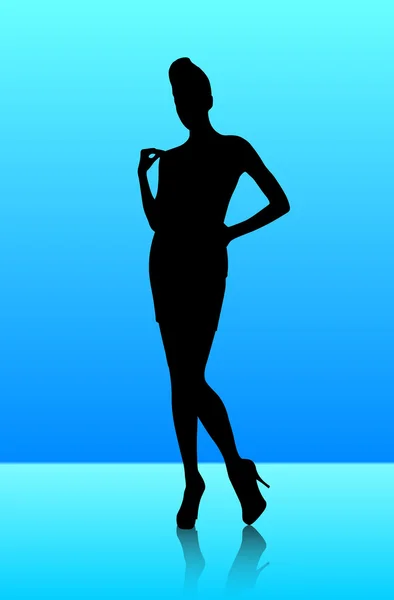Silhouette fille noir — Image vectorielle