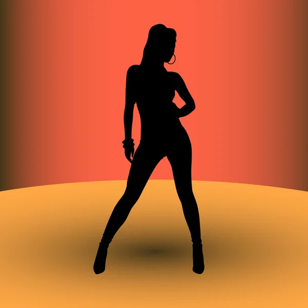 Silhouette fille sexy — Image vectorielle