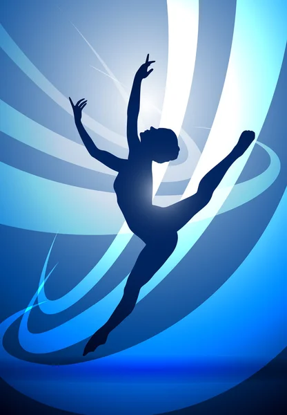 Vrouw gymnast, silhouet — Stockvector
