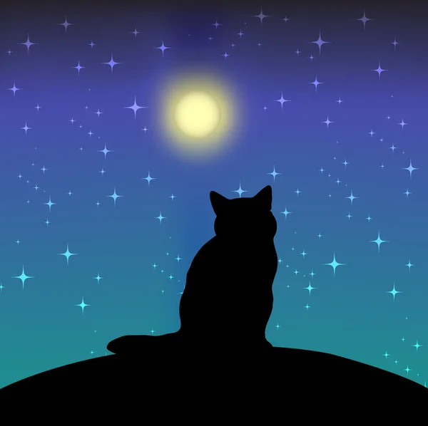 Katten ser månen Royaltyfria Stockvektorer