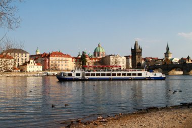 Prague from the river bank clipart