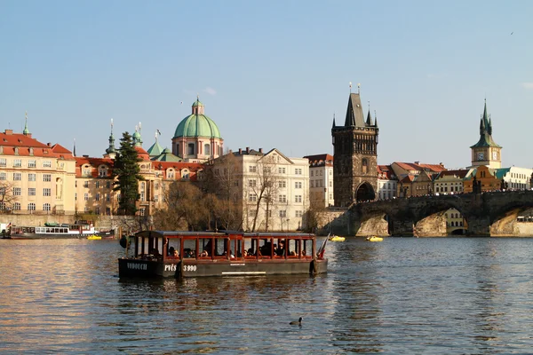 Prague from the river bank — стокове фото