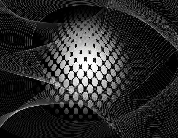Puntos blancos abstractos sobre un fondo negro con una red . — Foto de Stock