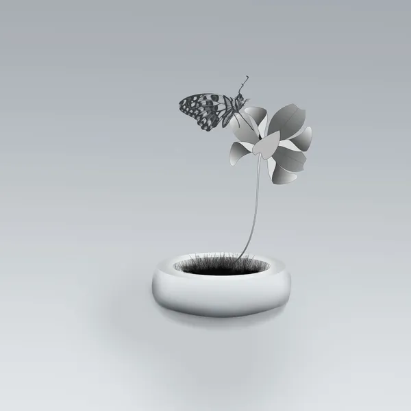 Абстрактный цветок с бабочкой — стоковое фото