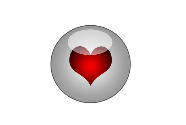 Glossy button-heart — Stock Photo, Image