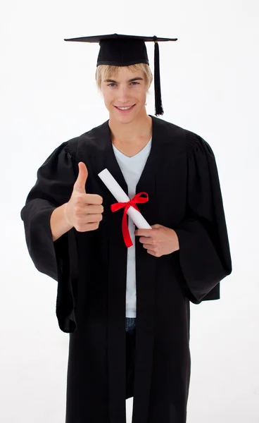 Mutlu genç adam kutlama mezuniyet — Stok fotoğraf