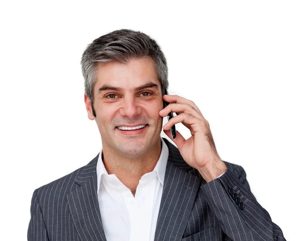 Selbstbewusste männliche Führungskraft am Telefon — Stockfoto