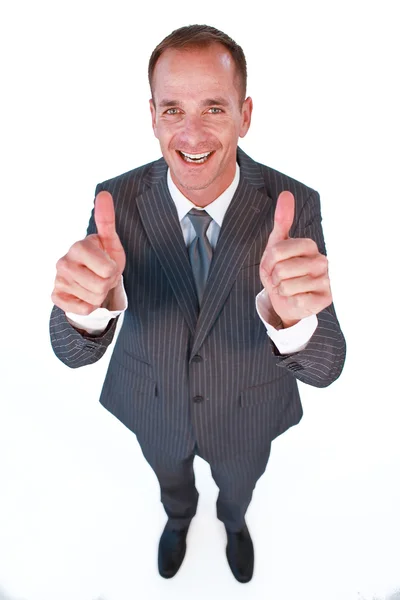 High angle of a manager with thumbs up — Stock Photo, Image