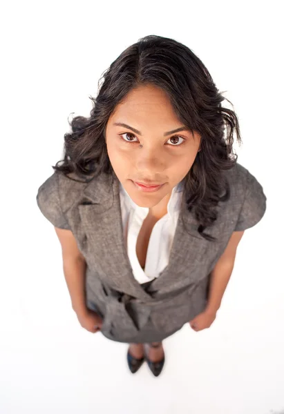 High angle of businesswoman looking at the camera — Stock Photo, Image