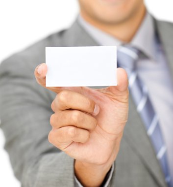 Focus on a white card clipart