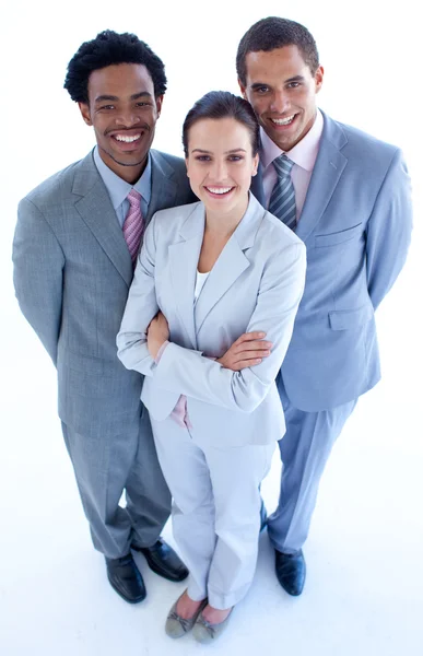 High angle of smiling business team — Stock Photo, Image