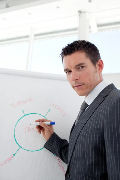 Attractive businessman giving a conference — Stock Photo, Image