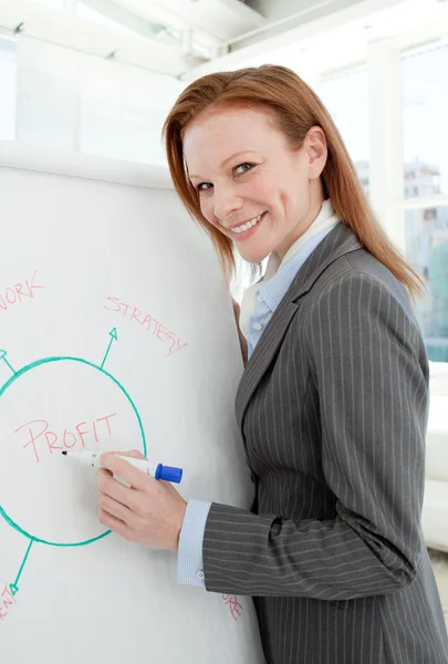 Portrait of a confident busineswoman giving a conference — Stock Photo, Image