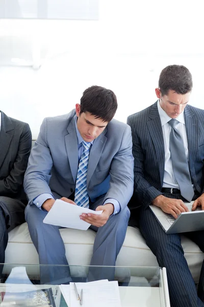 Concentrated Business sitting and waiting for a job inter — Stock Photo, Image