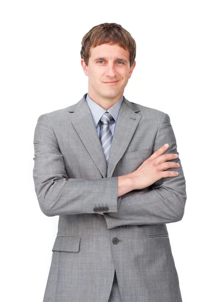 Confident businessman with folded arms — Stock Photo, Image