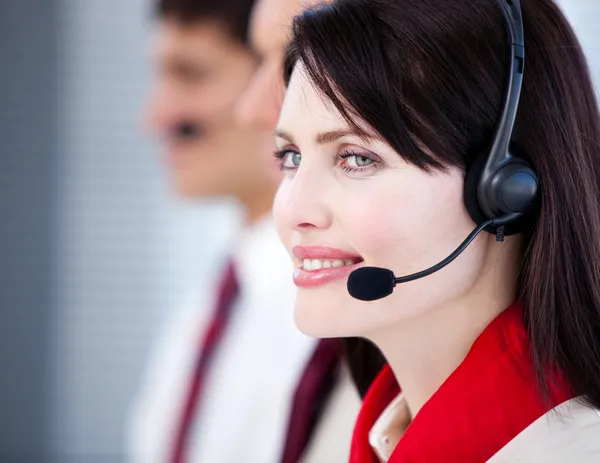 Concentrated sales representative team with an headset — Stock Photo, Image