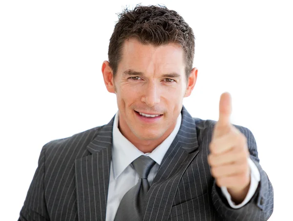 Assertive businessman with a thumb up — Stock Photo, Image