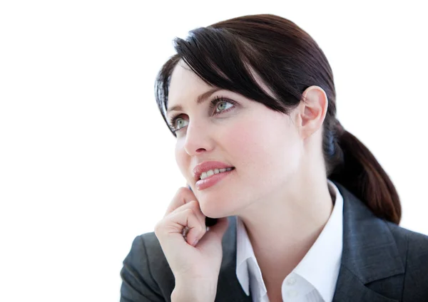 Portrait of an assertive businesswoman talking on phone — Zdjęcie stockowe