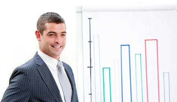Charismatic young businessman doing a presentation — Stock Photo, Image