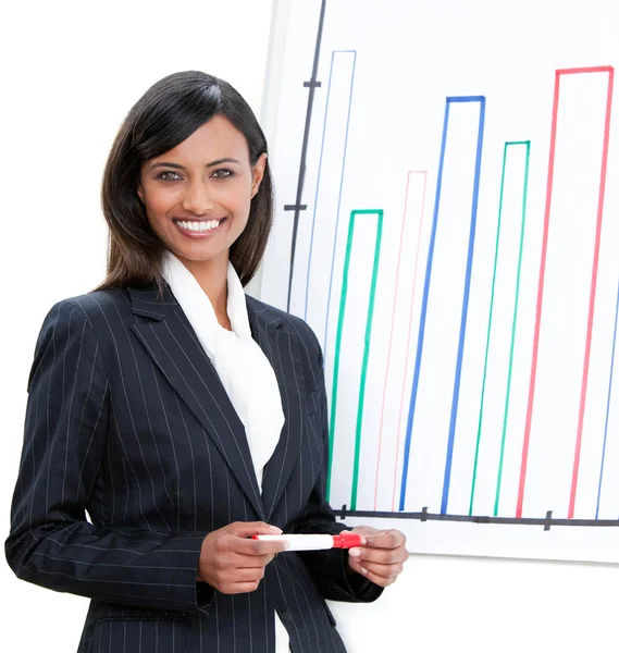 Charismatische zakenvrouw bezig met een presentatie — Stockfoto