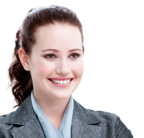 Portret van een lachende jonge zakenvrouw — Stockfoto