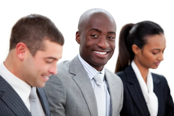Självsäker multietniska verksamhet i ett möte — Stockfoto
