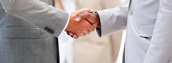 Close-up de um acordo de negócios, apertando a mão — Fotografia de Stock