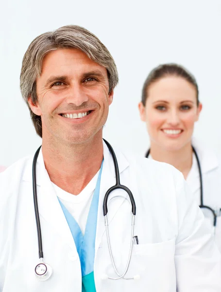 Portrait of two charming doctors — Stockfoto